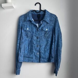 Blu No. 9 Blue Linen Jacket With Lace Details